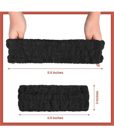 3-Piece Black Spa Face Headband Set for Makeup & Face Washing | Yoga Sport & Shower Elastic Hair Wrap for Women & Girls - Buy Online on GoSupps.com