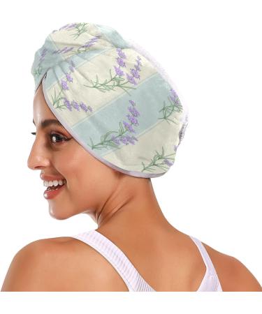Buy Lavender Flowers Dry Hair Cap | 2 Piece Quick Drying Towel Set with Button Headband - Super Absorbent & Soft Comfort - Buy Online on GoSupps.com