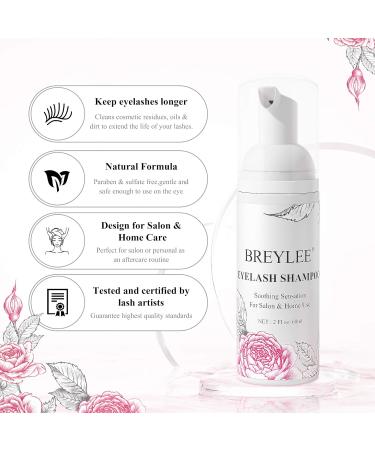Breylee Eyelash Shampoo for Extensions - 60ml | Professional Eyelash Care with 2 Mascara Brushes - Salon & Home Use - Buy Online on GoSupps.com