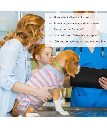 Kuoser Dog Surgery Recovery Suit | Striped Pet Vest for Dogs & Cats | Protective Clothing for Belly & Skin Issues | XS Blue - Prevents Licking Replacement for Cone & E-Collar - Buy Online on GoSupps.com
