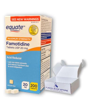 Famotidine 20mg- Maximum Strength Tablets 200 ct Acid Reducer for Heartburn Relief (Pack of 1) Boxed by Fusion Shop Store
