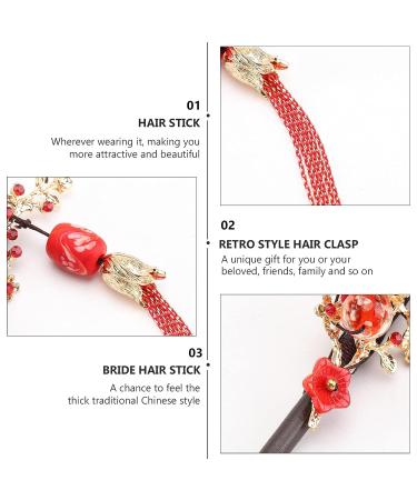 Lurrose Vintage Chinese Hair Stick with Tassel - Retro Wooden Hairpin for Women Hair Styling and Wedding Decor - Buy Online on GoSupps.com