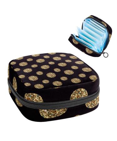 Polka Dots Black Gold Women Binding Storage Pocket Feminine menstrual cup bags Stillpad holder tampon pockets Portable period pocket for women teenage girls 1 piece multicolored 5