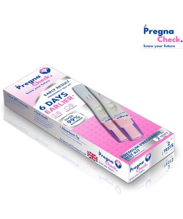 Pregna Check Early Pregnancy Test Strips Kit - 6 Days Early Detection - High Sensitivity - Over 99% Accuracy - 2 Test Strips - Women's Health - Buy Online on GoSupps.com