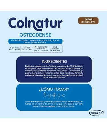  Colnatur Colnatur Osteodense Chocolate | 285g | Collagen with Magnesium Hyaluronic Acid & Vitamin C for Bones & Joints - Buy Online on GoSupps.com