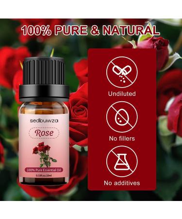 Sedbuwza 100% Pure Organic Rose Essential Oil for Aromatherapy - 0.33 Fl Oz (Pack of 1) - Ideal for Diffusers, Humidifiers, Soaps, Candles, and Perfumes - Buy Online on GoSupps.com