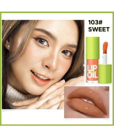 Erinde Plumping Lip Oil 103 Sweet - Hydrating Vegan Tinted Gloss | Non-Sticky Moisturizing Lip Oil with Big Brush Head - Buy Online on GoSupps.com