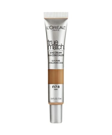 L'Or al Paris Cosmetics True Match Eye Cream in a Concealer  0.5% hyaluronic acid  Dark N7-8  0.4 fl. oz.