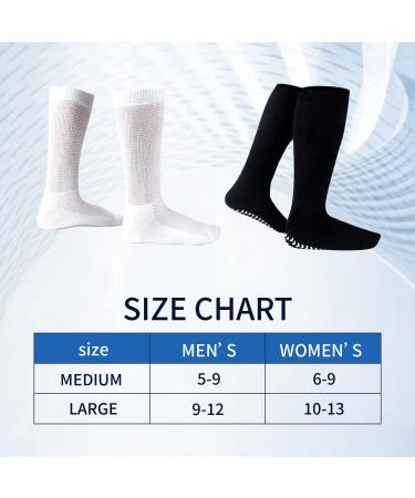 Fibye Extra Wide Socks for Swollen Feet - 2 Pairs Diabetic Edema Neuropathy Socks - Non-Binding Loose Fit - White, Medium - Buy Online on GoSupps.com