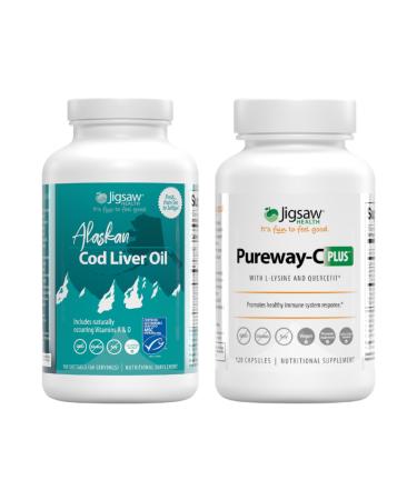 Jigsaw Health Bundle | Alaskan Cod Liver Oil 180 Softgels and Pureway-C Plus 120 Capsules