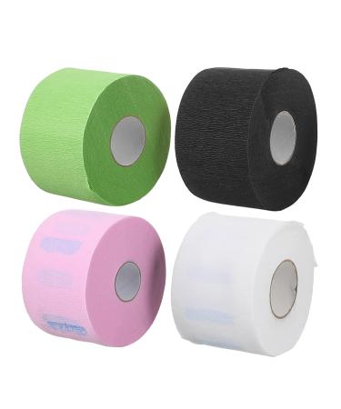 minkissy 4 Rolls hair salon scarf paper neck strips barber Hairdressing Neck Wrap Neck Paper hair cutting neck strips stretchy paper neck band barber paper neck strips dispenser elastic 10.5X7CM Assorted Color