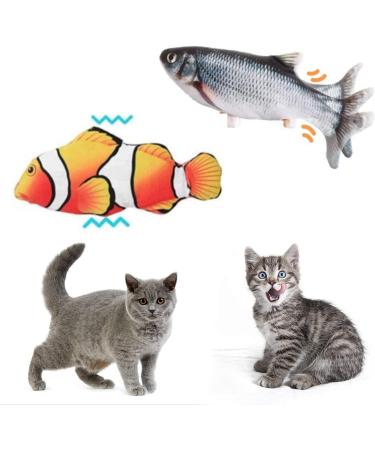 BangShou 2 Pieces Electric Moving Fish Cat Toy with Catnip - Interactive Realistic Flapping Wagging Fish for Kitten - Buy Online on GoSupps.com