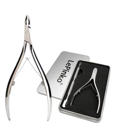 LePinko Salon-Quality Cuticle Trimmer with Cuticle Pusher, Super Labor-saving Cuticle Cutter, Sharp Cuticle Clippers for Manicurist, Professional Pedicure Manicure Nail Care Tool, 5mm Jaw + Slant Head Tool