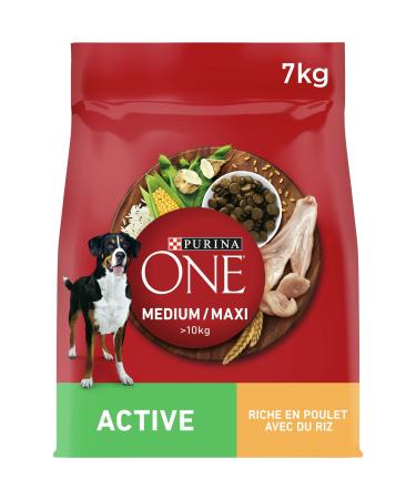 PURINA ONE Medium/Maxi >10kg Active | Chicken Rich Dry Food for Adult Dogs | 7 kg Bag