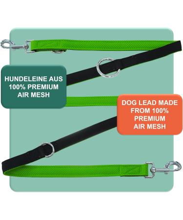 Dey Premium Air Mesh Dog Leash 2m - 3-Way Adjustable for All Dog Sizes | Many Colors Available | Double Dog Leash for Puppies & Large Dogs | Green S S/M  - Buy Online on GoSupps.com