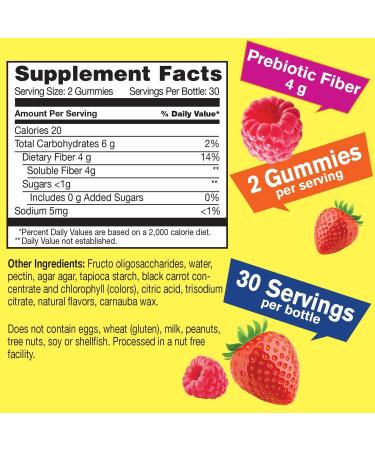 Prebiotic Fiber Gummies for Digestive Support - Doctor Recommended, Constipation Relief - Vegan, Gluten-Free, GMO Free - 60 Yummy Berry Flavored Gummies - Buy Online on GoSupps.com
