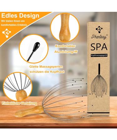 PHAVESAS Head Massager with 24 Fingers - Bamboo Handle Scalp Massager for Ultimate Relaxation - Buy Online on GoSupps.com