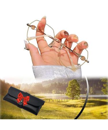 Women's Diamond Rimless Anti-Blue Light Presbyopia Glasses Women's Fashion Anti-Blue Light Reading Glasses +0.0/000 Gold