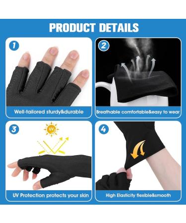 SSKHE UV Gloves for Gel Nails 2 Pairs UV Protection Gloves Women UV Protection Fingerless Glove for Nail Lamp Skin Care Fingerless Gloves Protect Hands from UV Harm(Black And White) - Buy Online on GoSupps.com