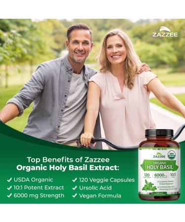 Zazzee Organic Holy Basil and Korean Panax Ginseng Extract Capsules | 10:1 Tulsi Holy Basil Extract Plus 20:1 Ginseng Supplement | Adaptogen Support Bundle - Buy Online on GoSupps.com