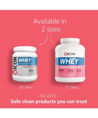 ICON Nutrition Strawberry Milkshake Whey Protein Powder 2.27kg - 71 Servings - Buy Online on GoSupps.com