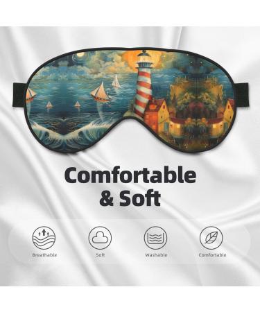 SSIMOO Seaside Lighthouse Print Eye Mask - Ultra-Soft Light-Blocking for Comfortable Sleep | International Shipping - Buy Online on GoSupps.com