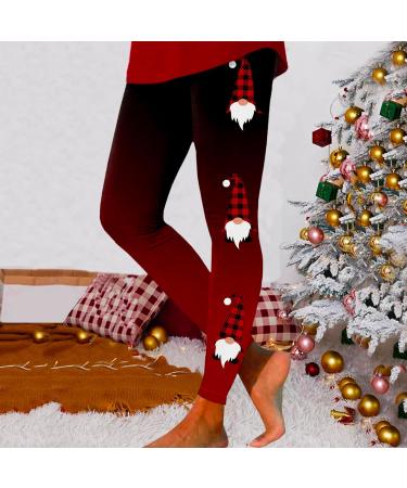 Mjiqing Women's Christmas Leggings - Opaque High Waist Yoga Pants & Streetwear Tights in 34 Wine - Slim Fit Elastic Fitness Wear - Buy Online on GoSupps.com
