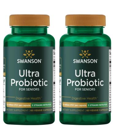 Swanson Ultra Probiotic for Seniors 30 Billion Cfu 60 Veg Capsules (2 Pack)