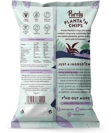 Purely Purely 8 Pack Plantain Chips - Wild Garlic - 75g - Low Calorie Plantain Crisps - Vegan Gluten Free Nutritious & All-Natural - Healthy Alternative - Buy Online on GoSupps.com