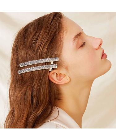 2 Pieces Rhinestone Hair Barrettes metal Spring Hairpin water Drill Horsetail Clip stylish Side Clip Hairpin for Women and Girls to Weave Hair Accessories(gold and silver) - Buy Online on GoSupps.com