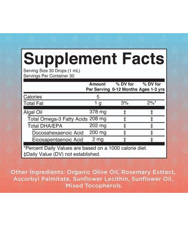MaryRuth's Infant & Toddler Omega-3 Liquid Drops | 200mg DHA & 2mg EPA | Cognitive and Healthy Development | Unflavored 1oz - Buy Online on GoSupps.com