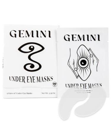 Gemini Under Eye Patches for puffy eyes dark circles under eye bags and wrinkles - 5 pairs biocellulose under eye masks for personal care - Certified Vegan