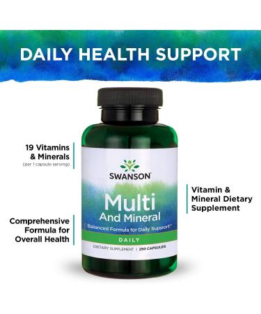 Swanson Daily Men's Women's Multivitamin Multimineral Health Supplement - 250 Capsules - Buy Online on GoSupps.com