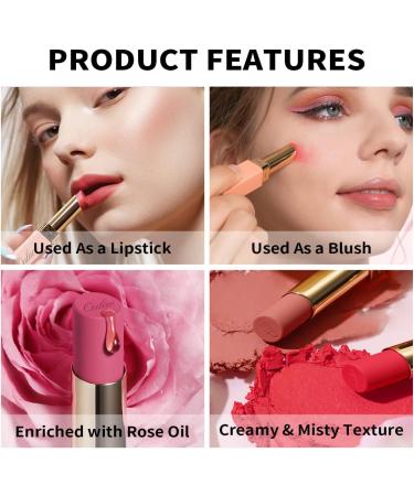 Oulac Soft Matte Red Lipstick & Blush Duo - Cream to Powder Texture | Vegan & Cruelty-Free - Enriched with Rose Oil | 3.6g (Y09) Cranberries - Buy Online on GoSupps.com