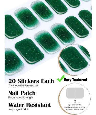 EBANKU Glitter Green Gel Nail Strips Kit | Long Lasting & Waterproof | With Cuticle Stick, Nail File, Wipes & Sealing | UV/LED Lamp Required - Buy Online on GoSupps.com