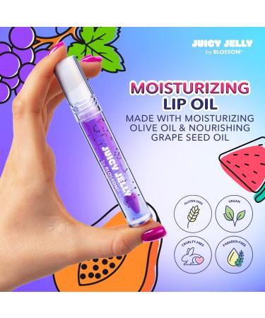 Blossom Lip Gloss Juicy Jelly Moisturizing Fruit Flavored Nourishing High Shine Lip Oil with Doe Foot Wand Applicator 0.09oz Grape - Buy Online on GoSupps.com