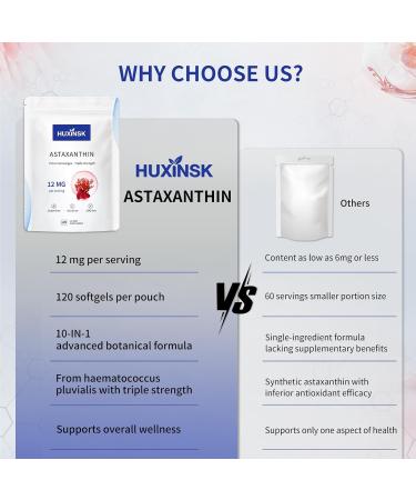 Astaxanthin 12mg Supplements 120 Softgel Max Strength Astaxanthin Antioxidant Supplements Form Fresh Microalgae 4 Month Supply Supports Eye Skin Joint Brain Heart & Immune System Health 1 Bag - Buy Online on GoSupps.com