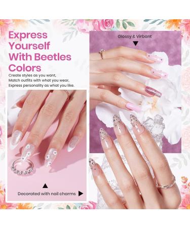beetles Gel Nail Polish Kit with UV light Starter Kit 12 Colors Nude Pink White Purple Glitter Neutral Soak Off LED Set Wedding Theme DIY Manicure Salon Holiday Gifts - Buy Online on GoSupps.com