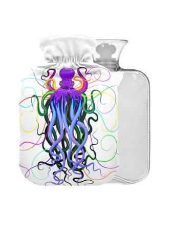 OCTOPUS Psychedelic hot water bottle with cover 1 l small warm steadeler for pain relief back pain hot cold therapy BPA-free