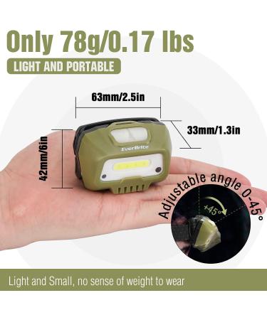 Everbrite LED Headlamp Rechargeable | IP44 350 Lumen Green Light with Red Mode | 4 Modes Movement Sensor Lightweight for Jogging Hiking Camping | Includes Micro USB Cable - Buy Online on GoSupps.com