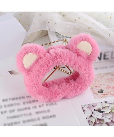 Face Wash Headband Makeup Hairband Spa Skincare Head Band Cute Cartoon Bear Elastic Headband for Makeup Washing Face Shower Sports Beauty Skincare Yoga(Pink Bear) Bear-P-D