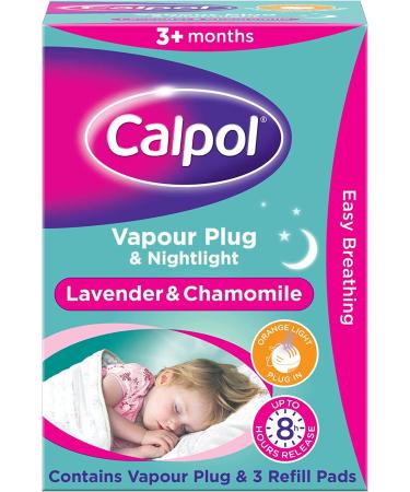 Calpol Vapour Plug Nightlight Lavender Chamomile 3+ Months (Orange Light)- Plug and 3 refills