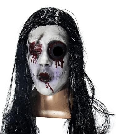 Long Hair Ghost Horror Devil Mask Halloween Mask Scary Challenge Games Evil Costume Halloween Cosplay Party Decoration Props - Buy Online on GoSupps.com