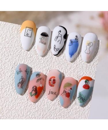 1 Sheet Fashion Decals Graffiti Pattern DIY Nail Art Decoration Slider Manicure Tool Geometric People Face Nail Sticker(1122) Style1122 - Buy Online on GoSupps.com