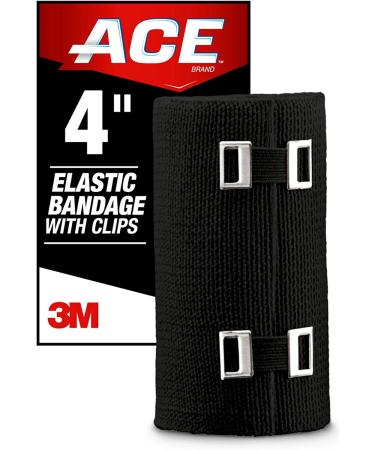 ACE 4 Elastic Bandage with Clips - Black | Ideal for Leg, Shoulder & More | 1 Count - Buy Online on GoSupps.com