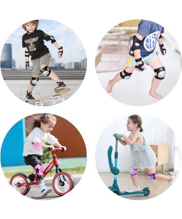 Kids Protective Gear Set - Knee Pads, Elbow Pads, Wrist Guards for Roller Skating, Cycling, Skateboard - Ages 2-7 - Black - Buy Online on GoSupps.com