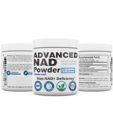 REVGENETICS Advanced NAD Powder - Dietary Supplement 147 Servings Unisex Vitamin B3 (NAD) 25 Grams - Buy Online on GoSupps.com