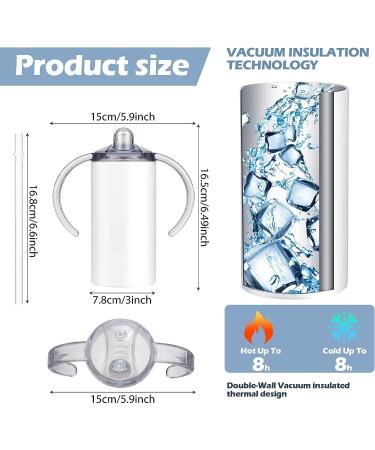 Vesici 12 oz Sublimation Blank Sippy Cups - 6 Piece Set for Kids | Insulated Stainless Steel Toddler Travel Mug with Handles - Buy Online on GoSupps.com