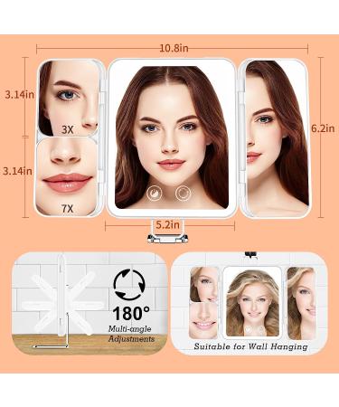 TOUCHFEEL Rechargeable LED Makeup Mirror - 1X/3X/7X Magnifying Vanity Mirror with 72 LED Lights - Portable & Touch Sensor Design - 3 Color Lights - White - Buy Online on GoSupps.com