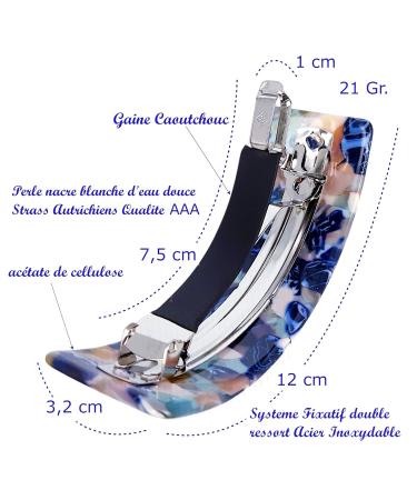 Chic Blue Pearl & Rhinestone Hair Clip - Trendy Tortoise Rectangle Hair Accessory for Women - Buy Online on GoSupps.com